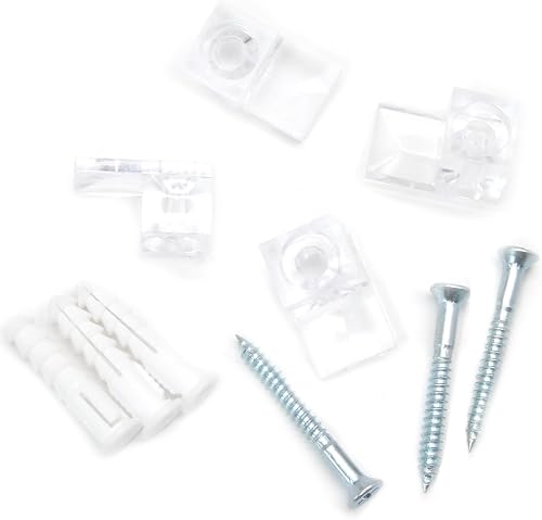 Kemcatui 20Pcs Mirror Holder Clips, Plastic Mirror Hanger Clear Mirror Mounting 