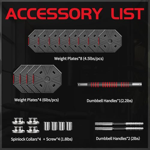 Adjustable-Weights-Dumbbells-Set-44Lbs-66Lbs-88Lbs-3-in-1-Adjustable-Weights-Dumbbells-Barbell-Set-Home-Fitness-Weight-Set-Gym-Workout-Exercise-Training-with-Connecting-Rod-for-Men-Women