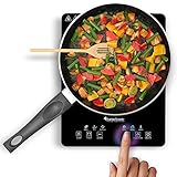 AUTARKE INDUKTIONSPLATTE mit den Maßen 29 x 37 x 4,5 cm | Länge des Stromkabels 150 cm | 220 - 240 V Steckdosenbetrieb | Versand und Service aus Deutschland