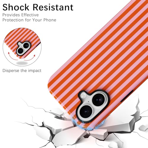 Coque iPhone 17 rayures roses et orange idée cadeau tendance filles