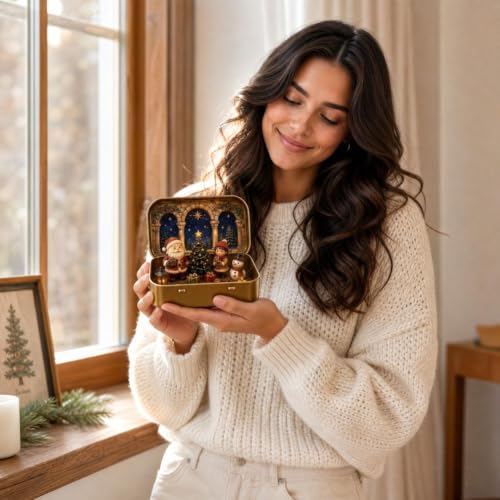 Christmas Mini Figurines Set in A Tin Box Tabletop Christmas Ornament - image 6