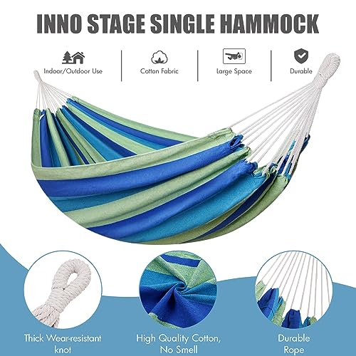 Image of INNO STAGE Brazilian Hammock with Tree Straps - Cotton Hammocks Portable Hammock with Carry Bag for Backyard, Porch, Outdoor and Indoor Use