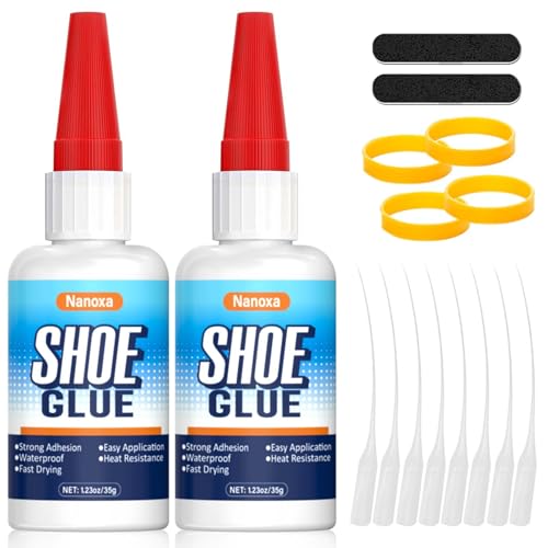 Shoe Glue, Heavy Duty Shoe Glue Sole Repair Kit, Waterproof & Fast Drying Shoe Repair Adhesive for Sole, Sneaker, Leather, Boot, Heel, Sandal, Handbags and More (35gx2)