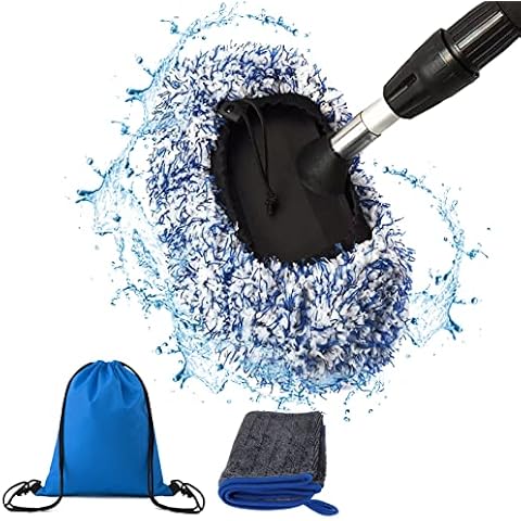 Tulov Car Wash Brush Cover, Microfibre Car Brush Cover for Car Washing Car Care with Waterproof Carry Bag and Cleaning Drying Cloth Cover