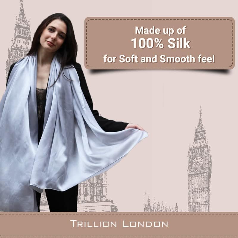 Trillion London® Spring Collection Plain Scarves | Silk Neck Scarf For Women | Ladies Lightweight Scarf Shawl Wraps4