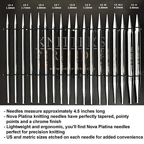 Knitter's Pride Nova Platina Knitting Needles Deluxe Interchangeable Tip Set Deluxe Set Bundle With 1 Artsiga Crafts Project Bag 120601 #TOP2