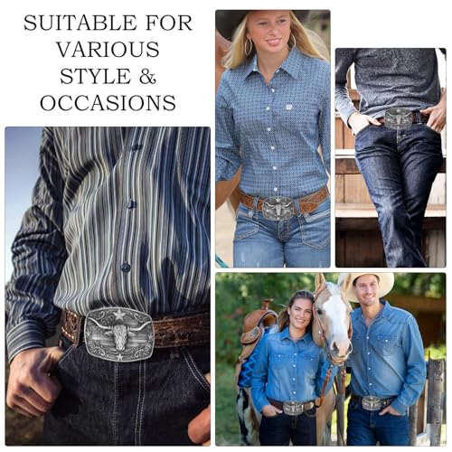 Superkred Belt Buckles Men Western Cowboy - Mens Belt Buckle Texas Belt Buckle Western Belt Buckles For Men | Cowboy Belt Buckles For Men Rodeo Belt Buckle American Flag Belt Buckle Country Longhorn Belt Buckle thumb #2