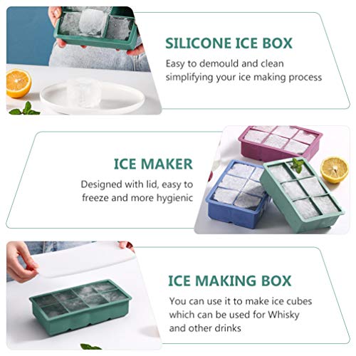 Hemoton Caixa de bandejas de cubo de gelo de silicone com 8 grades de molde criativo de blocos de ge