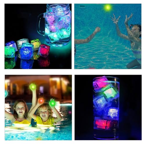 LED Ice Cube,Leuchtende Eiswürfel mit LED Licht,7 PCS Leuchtende Eiswürfel,LED Ice Cubes for Drinks,Colourful Luminous LED Ice Cubes,für Bar,Party,Hochzeit
