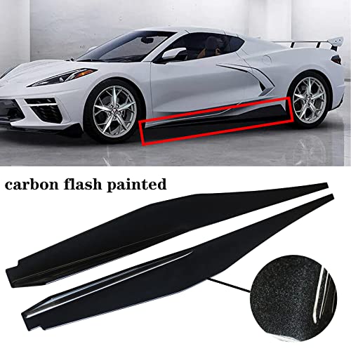 Ninte Carbon Flash Side Skirt Fit For 2020-2023 Chevrolet Chevy Corvette C8 5Vm Style Rocker Panel Abs Painted Side Extension Line Protector Rocker Panels Extension Pair #TOP1