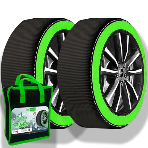 W-Parts Polar Socks - Coppia di Calze da neve W-Parts - Catene Da Neve - OMOLOGATE in ITALIA ed EUROPA - Con Borsa di trasporto + Coppia Guanti di plastica lunghi (Taglia XL)