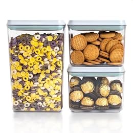Tourdeus Pop Top Food Storage Containers, 3-Piece Pantry Containers with Lids Airtight, BPA Free Pop Containers for Food Storage, 2 * 1.3Qt+2.9Qt