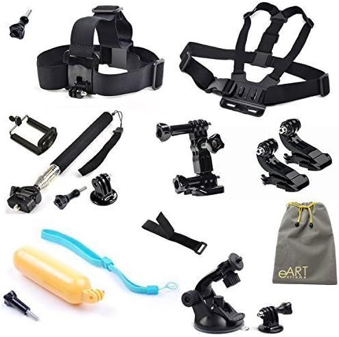Accessories Kit for Gopro Hero HD Camera Hero4 Black/Silver Hero3+ Hero3 , Head Belt Strap Mount + Chest Belt Strap Mount + 3-way Adjustment Base + Extendable Handle Monopod + Cell Phone Mount + Car Suction Cup Mount Holder + Floating Handle Grip + 2 PCS Gopro Surface J-Hook + Remote Wrist Strap + 2 PCS Tripod Mounts Adapter + Big eART pouch + 7 PCS Thumb Screw - extremeART 13-in-1