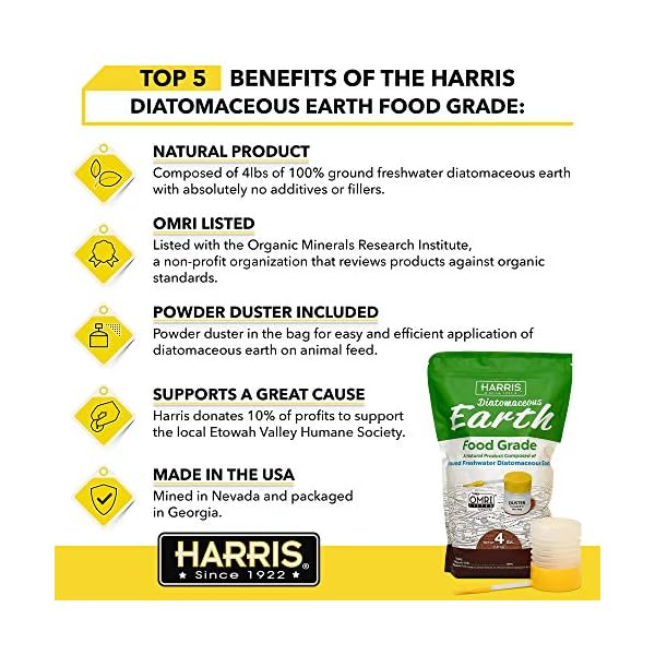 HARRIS Diatomaceous Earth Food Grade, 4lb with Powder Duster Included in The Bag - Image 4