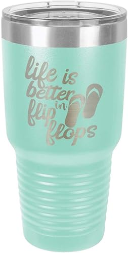 Life is Better in FLIP FLOPS - Vaso de 30 onzas con popote y tapa superior deslizante  Taza de viaje de acero inoxidable  Comparar con Yeti Rambler disponible en Yaxa Costa Rica
