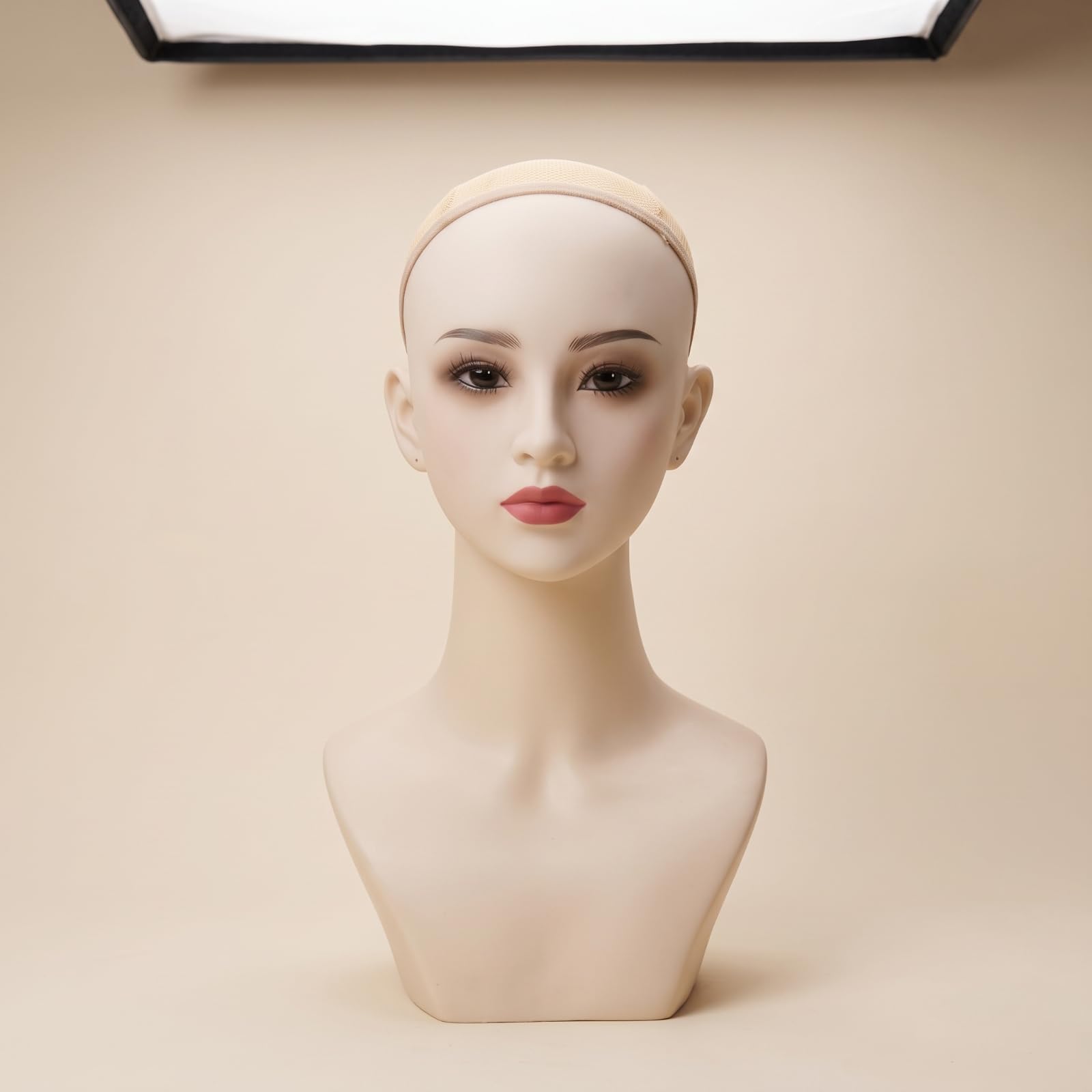 Cabeza de Maniquí Cabeza Maniquí Busto Expositor Modelo de Exhibición con Base Estable y Acabado Profesional para Soportar Pelucas y Accesorios con