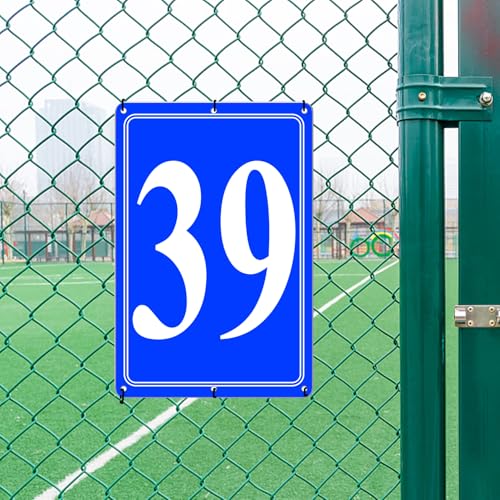 Image of Premium Aluminum Number Signs 39, Metal 12 inch X 8 inch Blue Numbered Signs Outdoor for Parking Lots, Floor, Dock, Court, Aisle, Field, High Visibility, No Fade, Weather-resistant