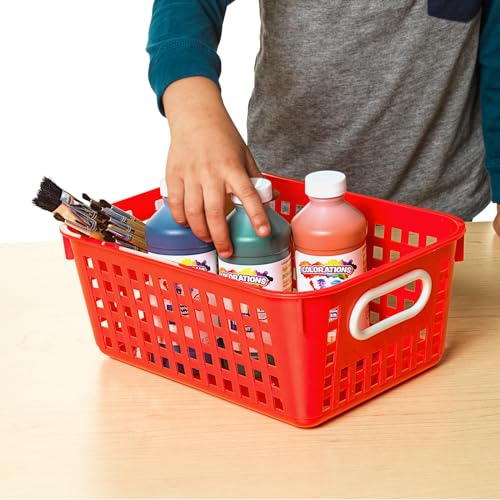 Image of Really Good Stuff Medium Plastic Book Baskets, 11 inch by 7.5 inch by 4.5 inch, 6-Pack | Rainbow Group Colors, Versatile Storage Solution for Classroom, Home, & Office