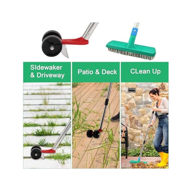 Kinaba Weed Grabber Remover Garden Tools for Driveway Patio Sidewalk, Crack and Crevice Weeding Tool and Broom