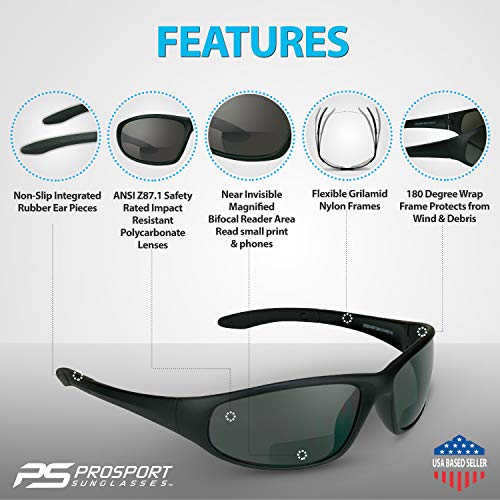 Bikershades Motorcycle Bifocal Sunglasses Padded 1.50 With Polycarbonate Safety Smoke Lenses. Zorst-Smk-15 #TOP5