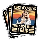 3 Pcs OMG You Guys that’s Not What I Said Stickers, Funny Jesus Facepalm Meme Christian Humor Religious Sarcastic Stickers Die-Cut Waterproof for Laptop, Water Bottle, Phone