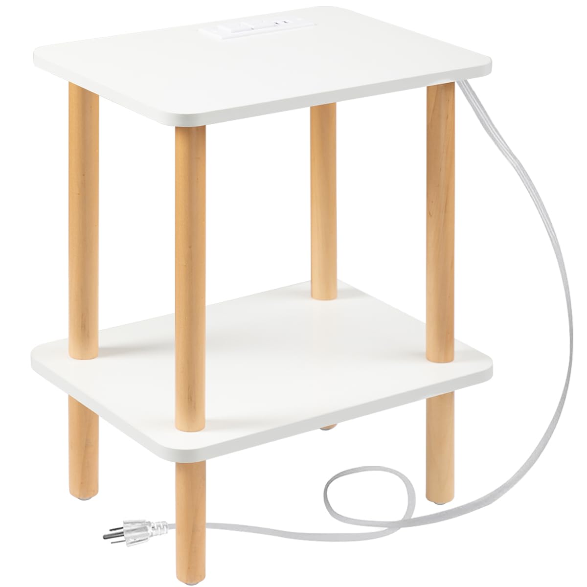 Photo 1 of FORAOFUR Small Side Table - Modern Wood Coffee Table, White