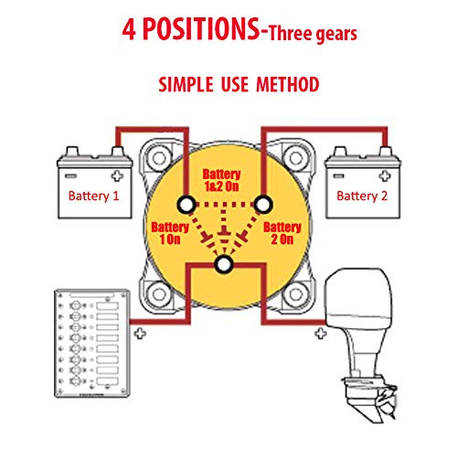 Dual1-2-Both-Off Boat Battery Disconnect Switch,12V-60V Battery Cut/Shut Off Switch For Marine Car Rv Atv Utv Vehicles,Waterproof Master Heavy Duty Battery Isolator Selector Switch Kit,200/1250Amps #TOP2