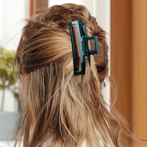 Large Rectangular Hair Claw Clip – Strong Grip Plastic Claw for Thick Hair, Matte Finish, Fashion Styling Accessory