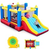 Grand château Gonflable pour Enfants de 3 à 12 Ans, Grand Toboggan et Grand Trampoline, château Gonflable avec Ventilateur, Maison Gonflable pour Enfants, pour garçons, extérieur/intérieur, Cadeau