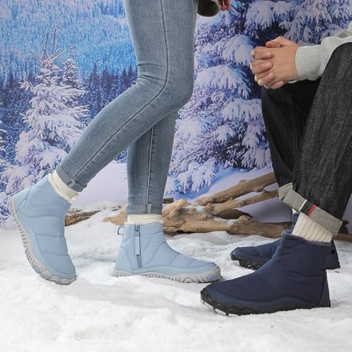 Image of Men's and Women's Barefoot Hiking Boots | Zero Drop Winter Snow Boots with Wide Toe Box | Slip-On Waterproof Ankle Booties | Minimalist Five-Finger Sneakers for Outdoor Hiking and Walking