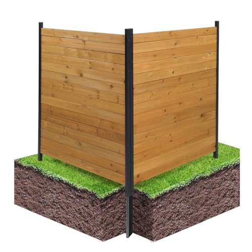 VINGLI Outdoor Privacy Screen, No Dig Wood Garden Fence, Weather-...
