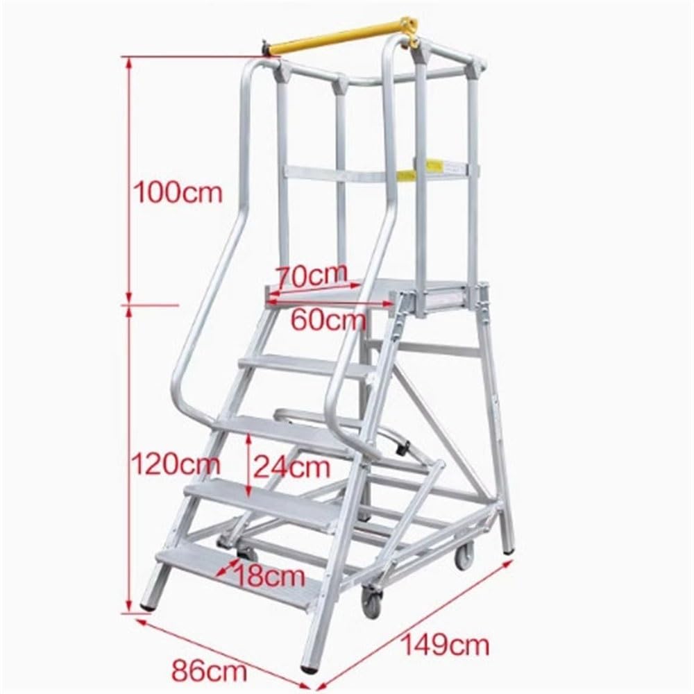 Elevación de andamios Escalera de ingeniería aleación aluminio, mantenimiento almacén, camión clasificación móvil, escalera plataforma trepadora 1,2 metros
