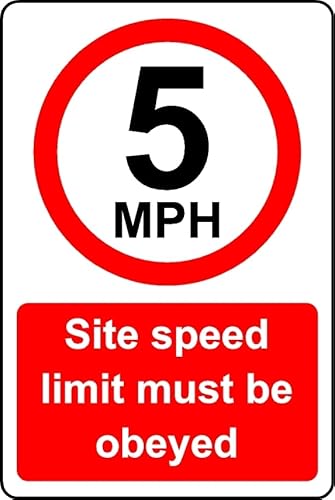 5mph site Speed Limit Must be Obeyed Safety Sign - 3mm Aluminium Sign (600mm x 400mm)
