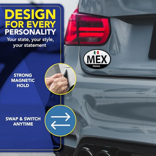 Image of Magnet Me Up MEX Mexico Euro Car Magnet - 4x6 Inch Oval Magnetic Decal for Cars, Trucks & SUV, Weatherproof Full-Color UV Printed, Vinyl Magnet Accessories for Fridge and Locker, Made in The USA