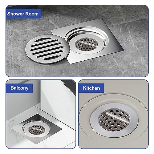 Image of 3 inch Commercial Floor Drain Strainer, 6'' High, Thick Perforated 316 Stainless Steel and Finely Polished Drain Basket for Restaurant /Factory /Kitchen