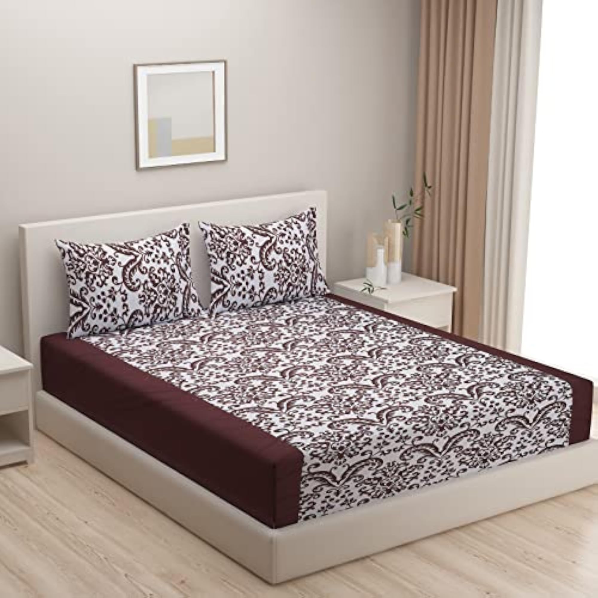 Pure Cotton Floral King Bedsheet Set with 2 Pillow Covers
