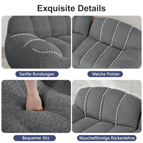 Sofá modular de 2 plazas en L Boneless con otomana gris para salón 8