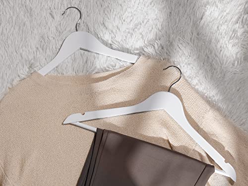StorageWorks White Wooden Hangers, 30 Pack Wood Hanger for Closet, Coat Hangers for Coats, Shirts, Pants, Bridesmaid Suits, Wedding Dress