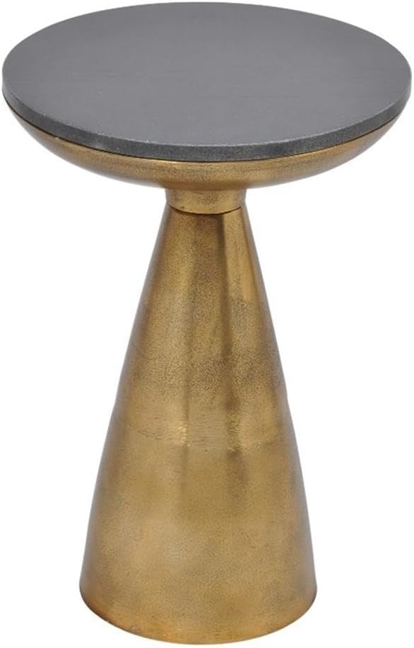 Moe's Home Collection Font Aluminum Side Table with Granite Top in Brass/Black