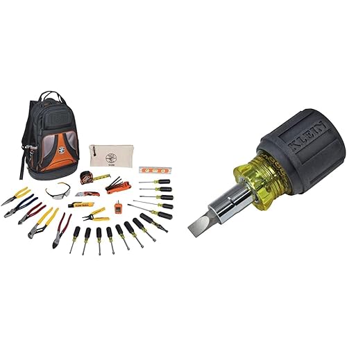 Klein Tools 80028 Hand Tools Kit includes Pliers, 28-Piece & 32561 Multi-Bit Screwdriver/Nut Driver, 6-in-1 Stubby Screwdriver with 2 Phillips, 2 Slotted Bits, 2 Nut Drivers