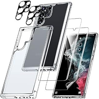[--] LK for Samsung Galaxy S22 Ultra Case,2 Packs Camera Lens Protector + 2 Soft Screen Protector,Matte-Finish, All-Round Protection, Shockproof, Anti-Scratches Kit for Galaxy S22 Ultra 5G
