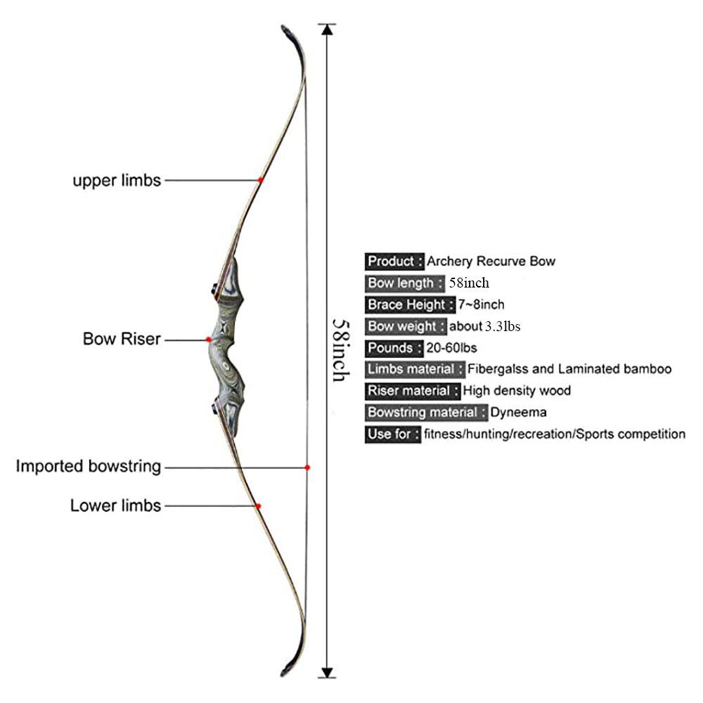 Vogbel Takedown Recurve Bow and Arrows Set 58" Archery Longbow Right