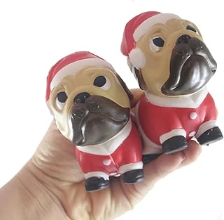 Curious Minds Busy Bags Set of 2 Pugs in Santa Suit - Dog Slow Rise Squishy Toys - Memory Foam Party Favors, Prizes, OT Christmas Stocking Stuffer