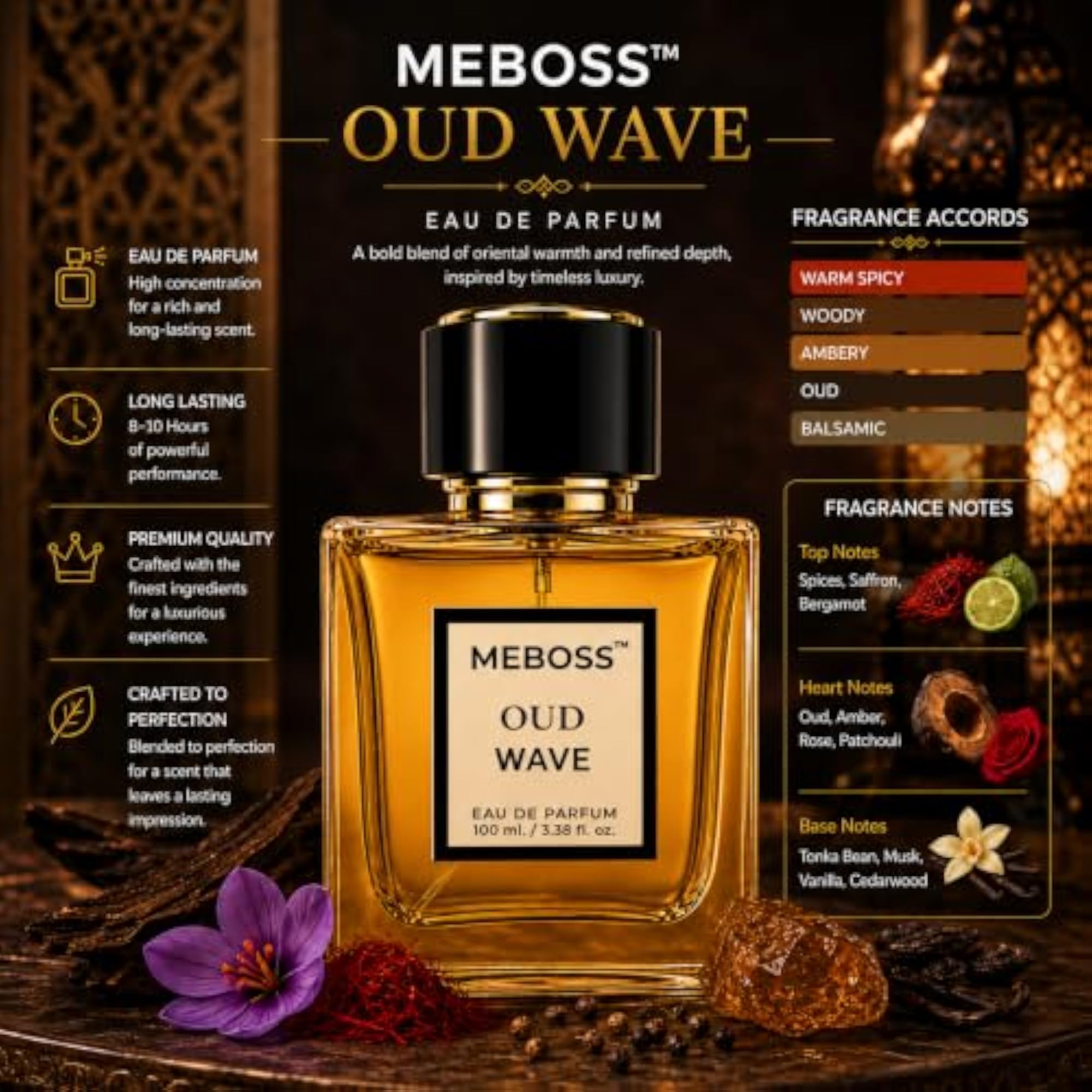 Oud Wave EDP Perfume for Men, Luxury Aromatic Fragrance