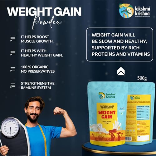 Image of Lakshmi Krishna Naturals Weight Gain Powder | Natural Mass Gainer with Millets, Nuts & Dates | Healthy Weight Gain & Muscle Support | No Added Chemicals | Easy Digestion | 500g