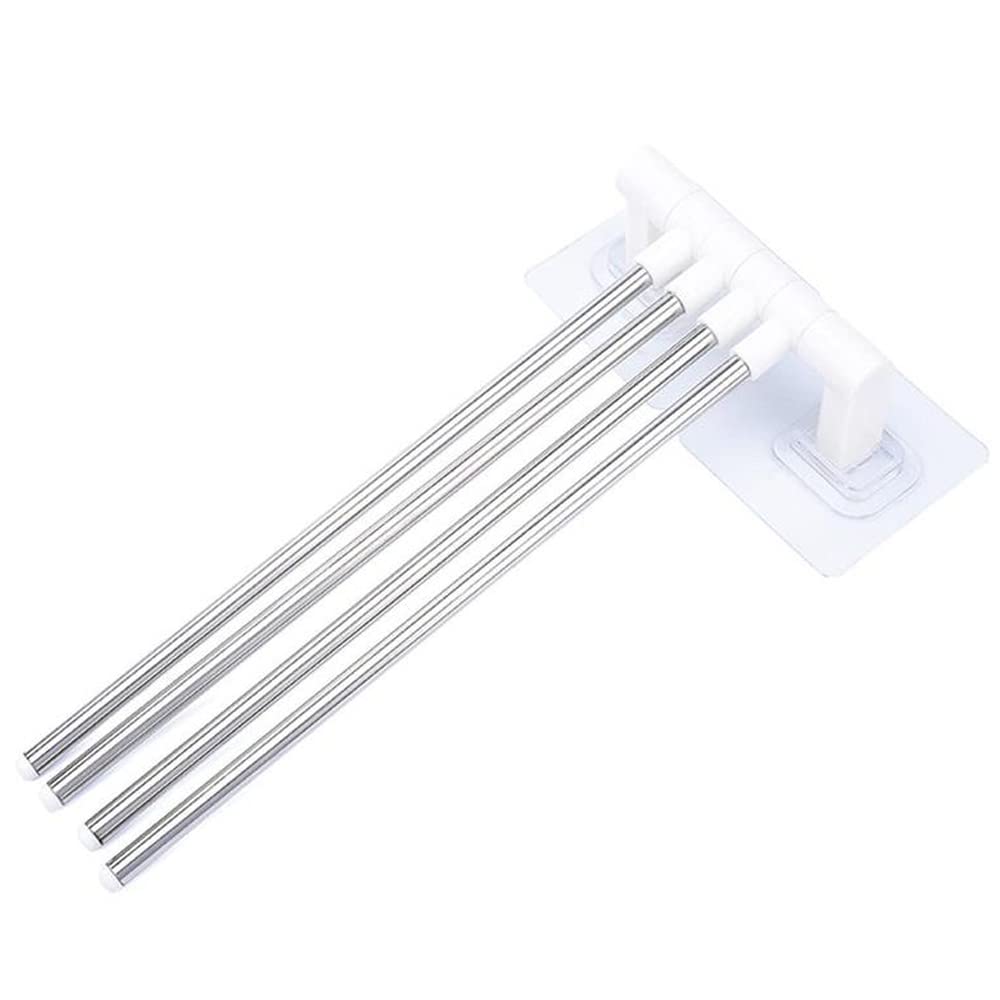 Ikaar White Swivel Towel Rail Bath Rack Wall Mounted Towel Rack Holder With 4 Swivel Bars Lightweight Swing Towel Holder For Kitchen, Bathroom, Toilet