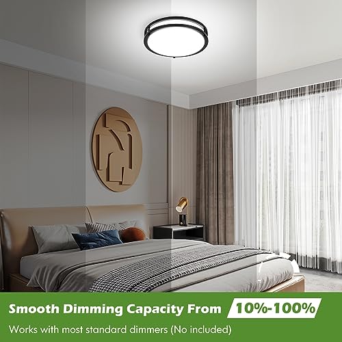 Image of 36W LED Flush Mount Ceiling Lights, 3200LM Black Ceiling Light Fixtures