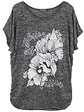 Loose Fit ( Oversize) Emma & Giovanni - Sommer T-Shirt/Oberteile Blumen Kurzarm - Damen (Schwarz, M)