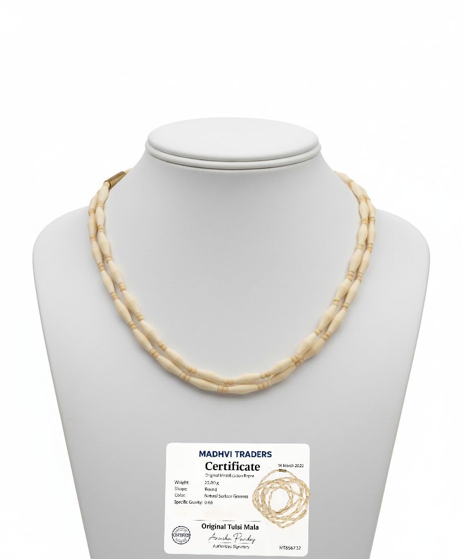 Original Tulsi Kanthi Mala from Vrindavan Dham | Pure Natural Tulsi Wood Beads | ISKCON Style Single Round Spiritual Necklace for Men & Women | Hindu Pooja & Meditation Mala