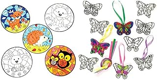 Baker Ross AW869 Woodland Animal Colour in Window Decorations, Arts and Crafts for Kids (Pack of 12), Assorted
